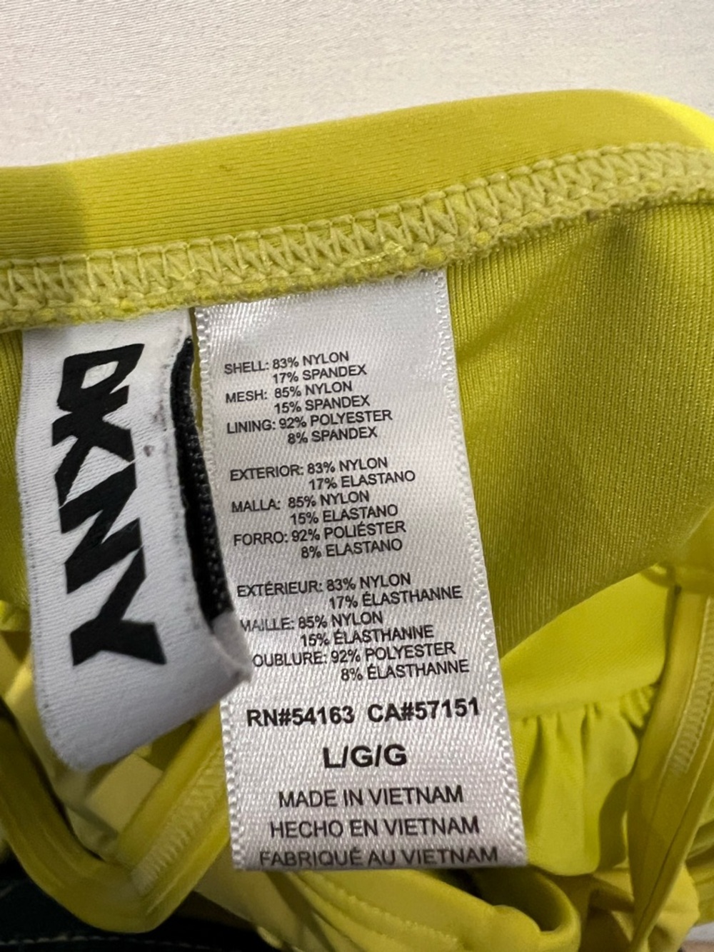 DKNY Bright Yellow Ruched One Piece Swimsuit Removable Straps L - Picture 2 of 9